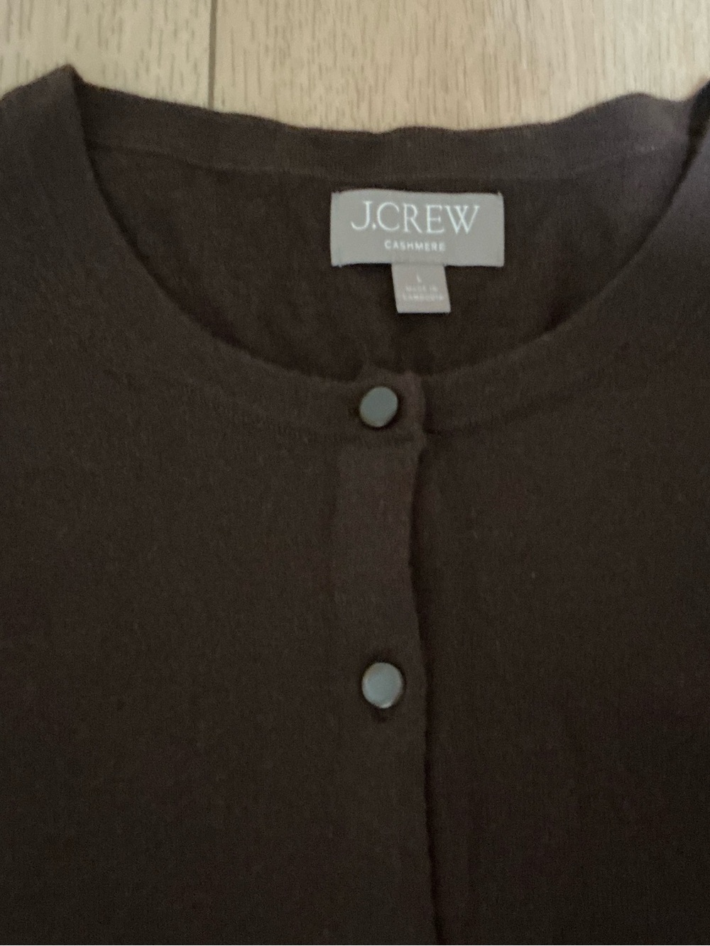 J. Crew Women’s Chocolate Brown 100% Cashmere Cardigan Sweater L - Picture 4 of 7